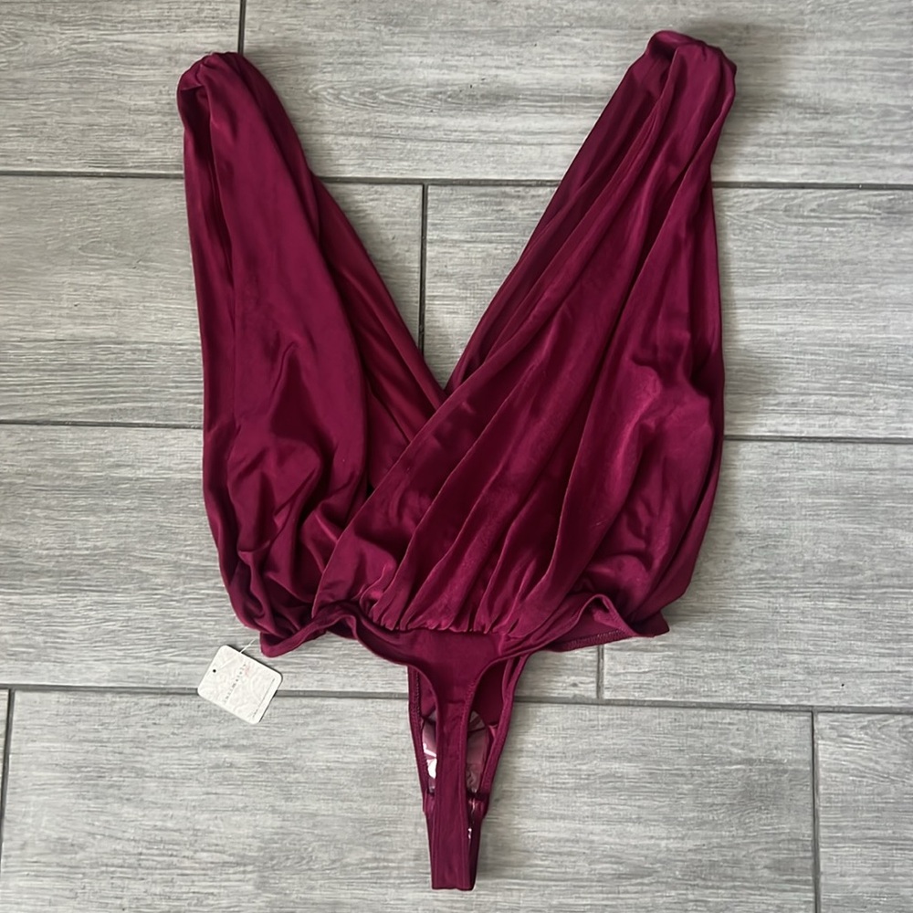 Free People Night Owl Bodysuit in Raspberry Small NWT - Picture 7 of 8